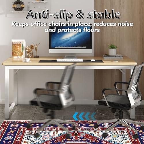 Office Chair Mat for Hardwood Floor, 48"x60" Desk Chair Mat for Rolling Chair Easy to Clean, Anti-Slip Floor Protector Rug Easy Glide Desk Computer Chair Mats for Home Office(Red Blue) - Image 3