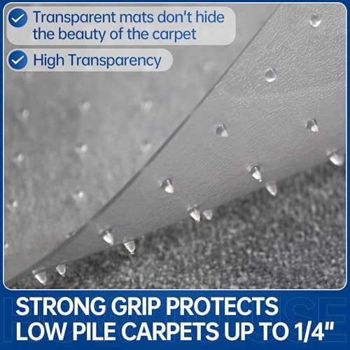 Office Chair Mat for Carpet, 46” x 72” Computer Chair Mat for Carpeted Floors, Smooth Glide Under Desk Carpeted Floor Protector, Carpet Mat for Home Office (Rectangle) - Image 3