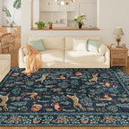 DUKINO 9x12 Area Rug for Living Room Washable Animal Rug Non Slip Navy Blue - Image 3