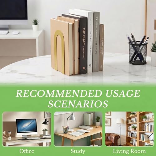 Sanwarm Bookends, 12 Pack, Metal, for Home Office Desk Shelves Gold Modern - Image 6
