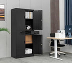 CJF Metal Storage Cabinet, 71" H Metal Cabinets with Adjustable Shelves and Drawers, Locking Storage Cabinet for Pantry, Office, Garage, Home, School, Utility (Black) - Image 4