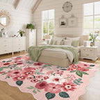 DUKINO 5x7 Area Rugs for Bedroom, Floral Washable Rug Non Slip, Pink - Image 3