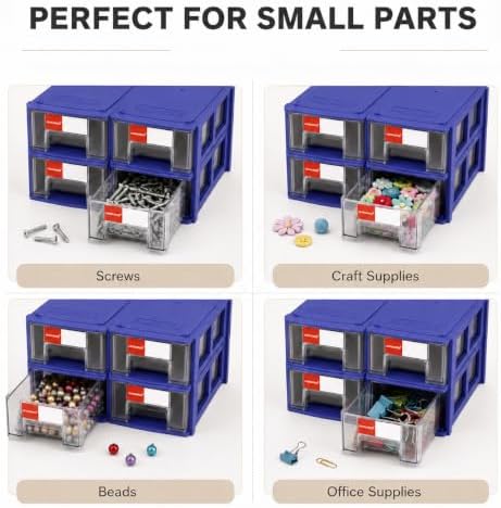 16 Pack Stackable Desk Organizer Drawers for Craft Storage Blue - Image 5