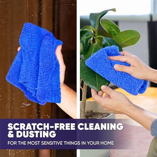 Microfiber Wholesale Pronto Cloths, Dual-Sided Microfiber Cleaning Towels, Soft Plush & Scrub Cloths for Dusting, Scrubbing, Kitchen, Windows & Car Detailing, Absorbent Bulk 50-Pack Blue - Image 4