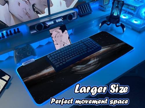JMIYAV White RGB Gaming Mouse Pad 31.5x12 Inch PC XL Large Extended Mousepad Glowing Led Light Up Desk Pad Non-Slip Rubber Base Computer Cool Mouse Mat Desk Accessories Gaming Setup Singularity - Image 2