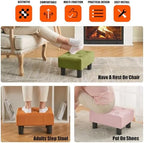 BRIAN & DANY Small Foot Stool, Linen Foot Stools with Legs, Stable Small Footstool for Living Room, Light Pink - Image 6