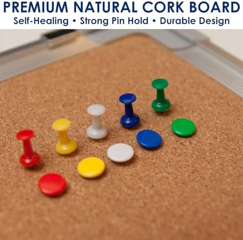 Cork Board 24x24 in, Framed Wall Hanging Bulletin Board with 10 Thumb Tacks - Image 6
