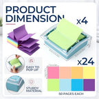 Eaasty 4 Pcs Pop Up Sticky Note Dispenser 3 x 3 Inch Pastel Cute Sticky Note Holder with 8 Pads Pop Up Stick Notes Transparent Top Colorful Base Notes Holder for Women Office Home Desk - Image 2