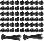Magnetic Cable Zip Tie Mounts, 70 Pcs Magnet Bases with 300 Pcs Cable Ties, Multipurpose Wire Management Organizer for Desk PC Home Office, Adhesive-Free Cable Clips Holder by Tideme
