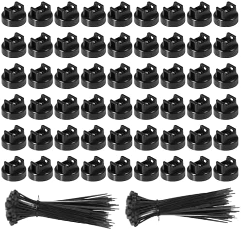 Magnetic Cable Zip Tie Mounts, 70 Pcs Magnet Bases with 300 Pcs Cable Ties, Multipurpose Wire Management Organizer for Desk PC Home Office, Adhesive-Free Cable Clips Holder by Tideme