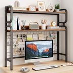 BYMECOST 38.6" Desktop Hutch Bookshelf,2-Tier Desk Shelf with Back Panel by BYMECOST
