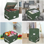 ENGPOW File Box with Lock, Fireproof Document Box with Zipper Lid, Collapsible File Storage Organizer Filing Cabinet with Handle, Portable Home Office Safe for Hanging Letter/Legal Folders, Green - Image 2