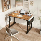 DurayLoly 40" Computer Desk with Waterproof LED Lights for Bedroom,Brown - Image 3