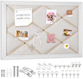 Pinkunn 18" x 24" Linen Fabric Bulletin Board with Ribbon Wall Decor, White by Pinkunn