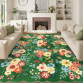 DUKINO 8x10 Area Rug for Living Room, Soft Floral Washable Rug, Dark Green by DUKINO