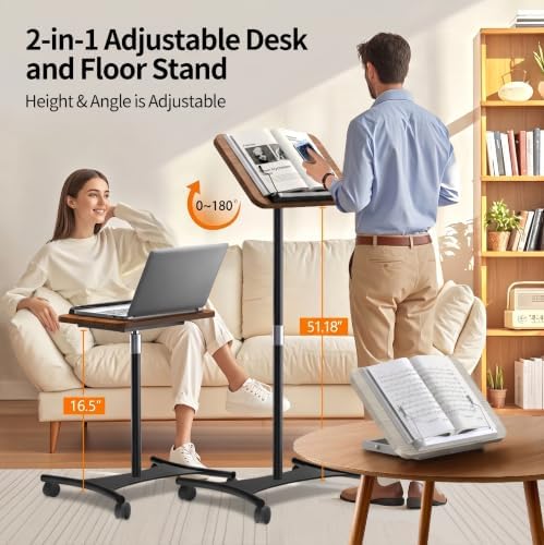 2-in-1 Floor Music Stand & Desktop Book Stand, 16.5"–51" Height Adjustable - Image 3