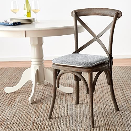 Sweet Home Collection Chair Cushion Memory Foam Pads with Ties Honeycomb Pattern Slip Non Skid Rubber Back Rounded Square 16" x 16" Seat Cover, 4 Pack, Aria Multi Gray - Image 6