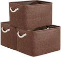 TheWarmHome Organization and Storage Basket for Shelves - 3 Pack 16x12x12 inch Fabric Storage Cubes, Cube Storage Bin for Organizing Closet Cloth Organizer Gift Toy (White & Brown) by TheWarmHome