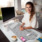 LIMKRIAN Black Striped Ergonomic Large Desk Mat Set with Wrist Rest - Image 2