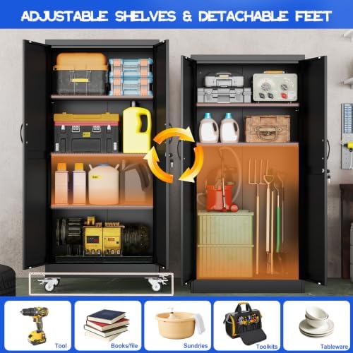 GAIOUS 61" Tall Metal Storage Cabinet with Lock and Wheels, File Cabinet - Image 5
