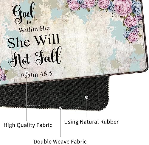 4 in 1 Mouse Pad Combo, Large Gaming Mouse Pad + Keyboard Wrist Support + Mouse Wrist Rest + Coaster, Table Pad with Stitched Edge Memory Foam Ergonomic Wrist Pad Set, Psalm 46:5 Floral - Image 3