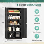 Greenvelly Storage Cabinet, 72” Black Garage Steel Locking Cabinet with Doors and 4 Adjustable Shelves, Tall Lockable File &Tool Cabinet for Home Office, Metal Classroom Cabinet Basement - Image 3