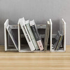 MyGift Rustic Expandable Whitewashed Wood Desktop Bookshelf/Adjustable Tabletop Book Holder Organizer Rack - Image 2