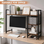 22" Desk Hutch for Computer Monitor - 3 Tier Wooden Shelf Organizer, Brown - Image 3
