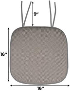 Sweet Home Collection Chair Cushion Memory Foam Pads with Ties Honeycomb Pattern Slip Non Skid Rubber Back Rounded Square 16" x 16" Seat Cover, 4 Pack, Silver 4 Pack - Image 3