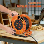 Extension Cord Storage Reel with 4-Grounded Outlet & 2 USB Port, 15A Circuit Breaker, Heavy Duty Open Cord Reel for 12/3,14/3 Gauge Power Cord, Hand Wind Retractable,ETL Listed Orange G85CR06 - Image 7