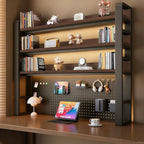 Desk Shelf-Includes a Pegboard and 31-Piece Storage Set, Desk Shelf Organizer for Top of Desk, Desk Hutch for Office & Home Office&Dorm (4-Tier Black Frame + Walnut Board 53.2×9.8×48.5") by Unknown