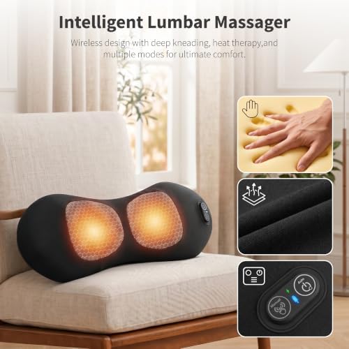 CHANCEE Cordless Electric 3 in 1 Lumbar Support Pillow with Heat (Black) - Image 3