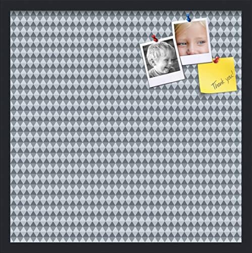 PinPix 22x22 inch Cork Bulletin Board. This Decorative Framed Pin Board Comes with Diamond Pattern in Grey and Blue Design and Satin Black. Ideal for Home, Office Decor or School (PinPix-227) by PinPixBulletinBoards