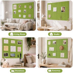 48" x 36" Large Felt Bulletin Board, Bold-Stripe 12-Pack Cork Boards | Fabric Bulletin Board with 60 Adhesive Tabs, 50 Pushpins, Felt Wall Tiles for Office Push Pin Board Felt Board, Matcha Green - Image 5