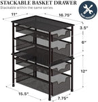 Simple Houseware Stackable 2 Tier Sliding Basket Organizer Drawer, Bronze - Image 2