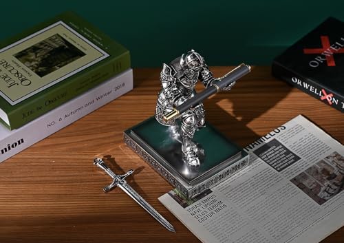 King's Guard Knight Pen Holder with a Letter Opener Desk Organizers Silver - Image 5