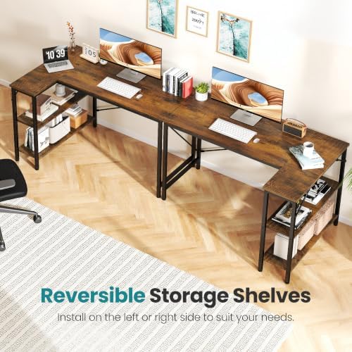 OLIXIS 55 Inch L Shaped Desk, Corner Computer Gaming Desks with Shelves - Image 4