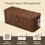 Cable Management Box, Cord Organizer with Lid & Cable Ties - Brown, L - Image 3