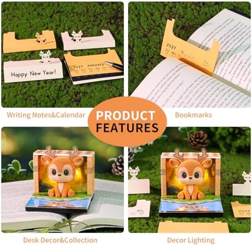 3D Art Calendar Memo Pad 2027,Desk Time Piece Calendar 3D Woodland Fawn Notepad Creative Rip Away Calendar Paper Carving Note - Image 5