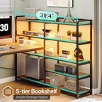SEDETA 64.5" Reversible L Shaped Office Desk with Storage Drawers, Shelves - Image 5