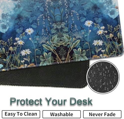 31.5"x 11.8" Oversized Gaming Mouse Pad Set, Ergonomic Keyboard and Mouse Wrist Rest + Cup Holder, Non-Slip Desktop Pad, Suitable for Home and Office Use, Flowering Plant Moon - Image 7