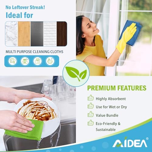 AIDEA Microfiber Cleaning Cloth-500PK, Microfiber Towels for Cars, 12"×12" - Image 4