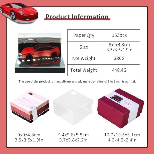3D Calendar 2027,Time Piece Calendar 2027,Charge One Red Car 3D Memo Pad Art Calendar Notepad Christmas,New Year Gift (Charge One Red Car) - Image 3