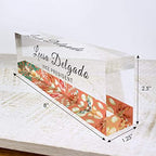 Artblox Office Desk Name Plate Personalized | Custom Name Plates for Desks | Flower Stripe Design On Clear Acrylic Glass | Office Desk Decor - (8" x 2.5") - Image 3