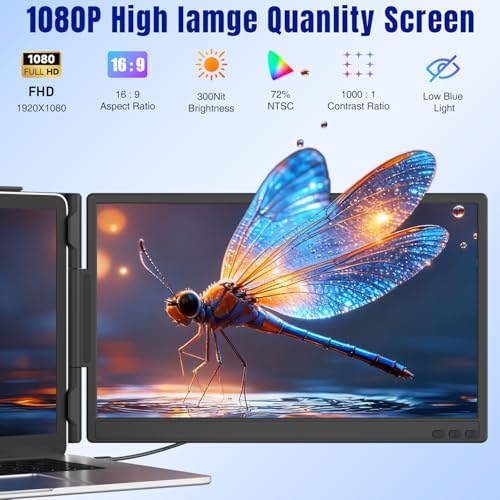 KEFEYA Laptop Screen Extender 14", FHD 1080P IPS Laptop Monitor Extender, Portable Monitor for Laptops 13-17" with USB-C/HDMI Port, Plug n Play for Windows/Mac/Android/Switch/PS5 - Image 2
