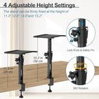 Vondynote Studio Monitor Stands Desk Clamp Speaker Stands with Cable Hole - Image 3