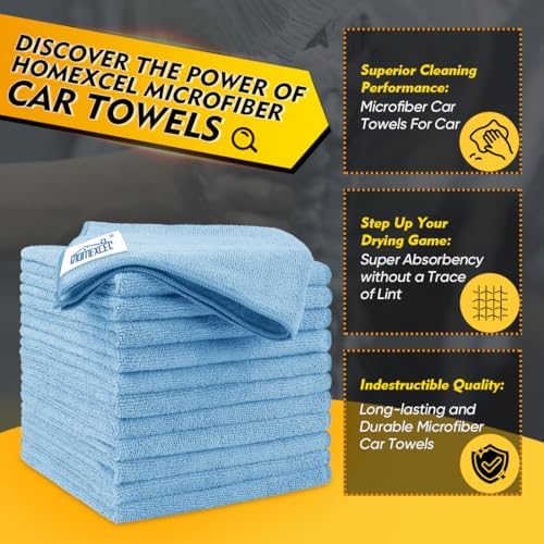 HOMEXCEL Blue Microfiber Cleaning Cloth 400PK, Towels for Cars, 12.5×12.5" - Image 7