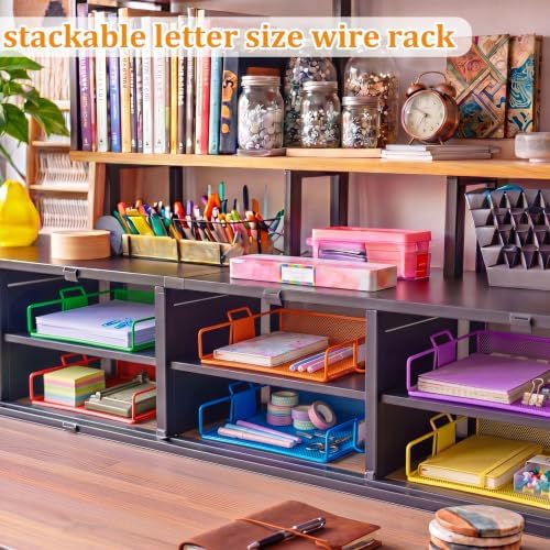 6 Pack Stackable Paper Tray Classroom, Rainbow - Image 6