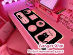 JMIYAV Pink RGB Gaming Mouse Pad 31.5x12 Inch PC XL Large Extended Glowing Led Light Up Desk Pad Non-Slip Rubber Base Computer Cute Mousepad Mat Desk Accessories Gaming Setup Hello Cat - Image 2