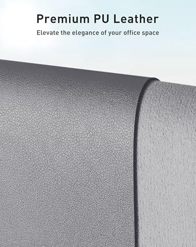 Aothia Faux Leather Desk Mat - Large Mouse Pad, Non-Slip PU Leather Blotter, Waterproof Writing Surface for Office and Home (Light Grey, 63" x 17") - Image 2
